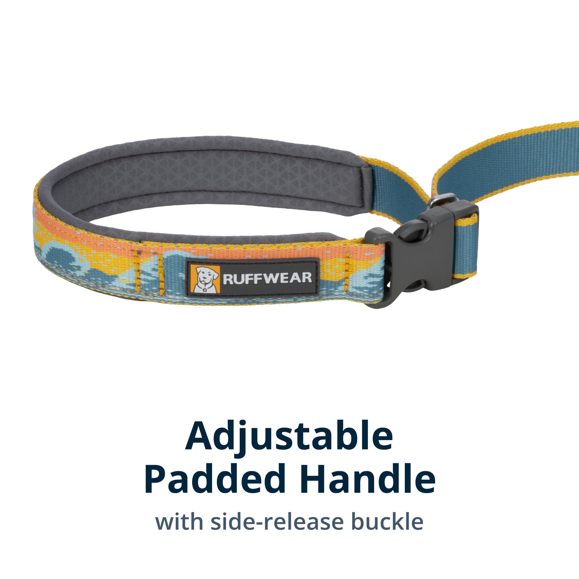 RUFFWEAR Crag Dog Lead, Everyday Dog Leash with Integrated Reflectivity, Comfortable Hand Held or Waist Worn, Lightweight & Portable, Pet Accessories for Walks, 1.8m Long, Rising Wave