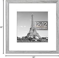 Vista 6 de upsimples 12x12 Picture Frame, Display Pictures 8x8 with Mat or 12x12 Without Mat, Wall Hanging Photo Frame, Gray, 1 Pack