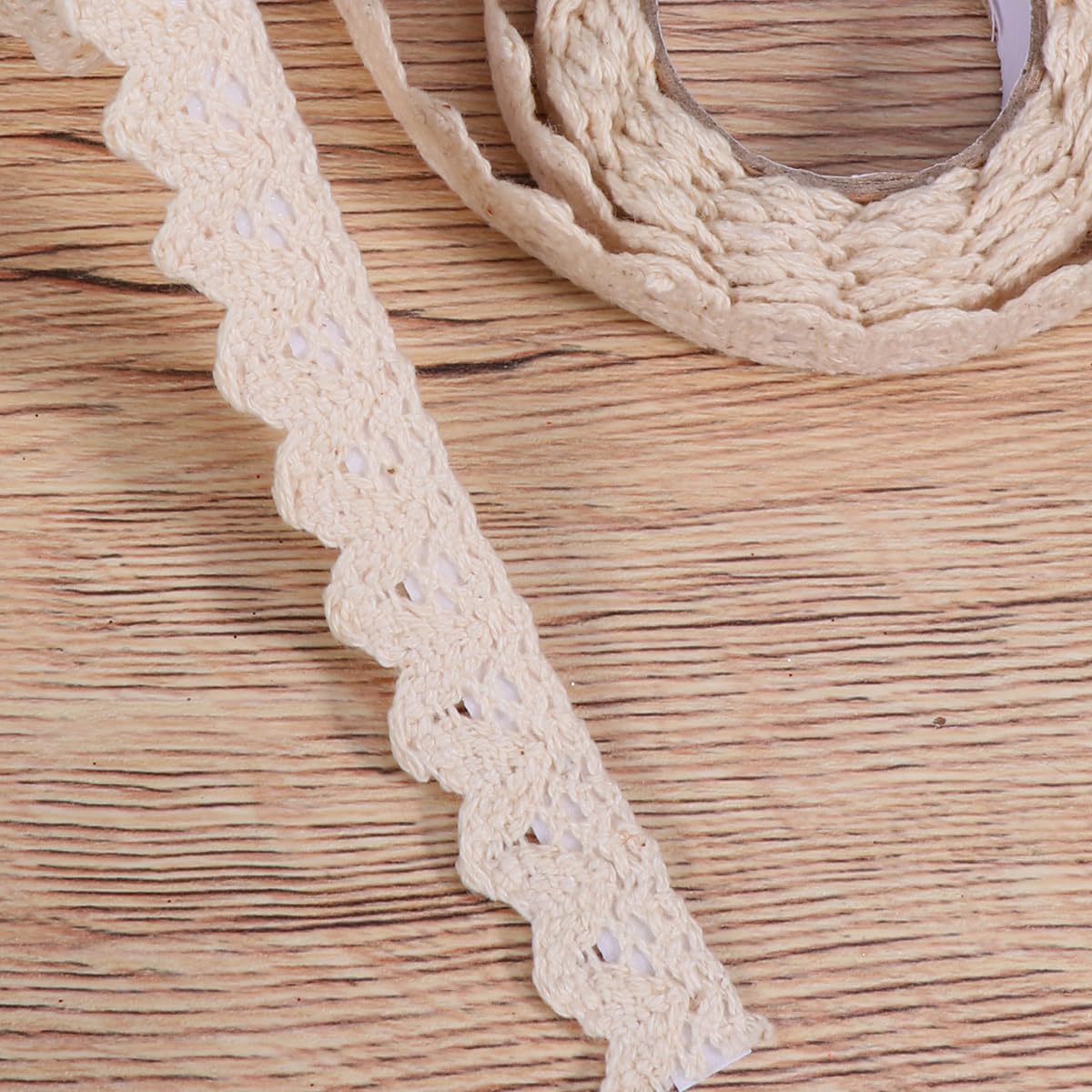 TEHAUX Self Adhesive Lace Trim Ribbon Tape for Scrapbooking Crafts Planner Decoration Hollow Masking Tape Sticky Craft Ribbon for Card Making and Wrapping 70.87 Inch Beige