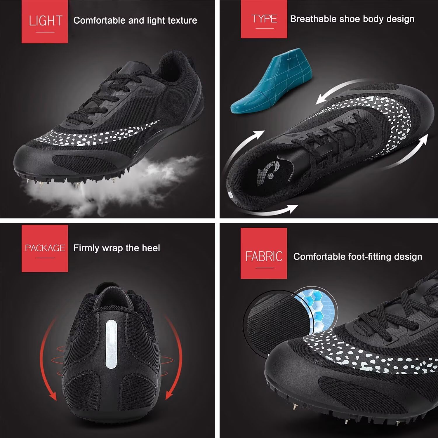 Zapatillas de Atletismo Unisex con 8 Clavos: Zapatillas Profesionales Transpirables para Correr, Saltar y Sprint para Hombres y Mujeres, para Deportes Profesionales y de Velocidad