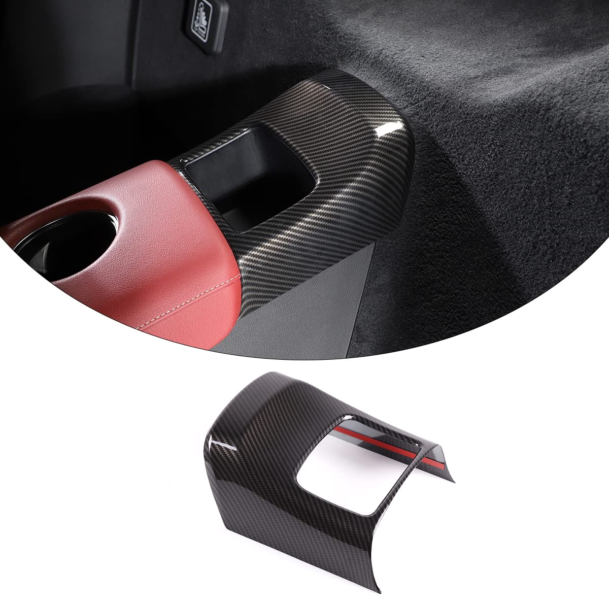 Fit for Toyota Supra GR A90 A91 MK5 2019-2022 Armrest Storage Compartment Trim Cover, ABS Storage Organizer Frame Cover Between Seat, 1 PCS, Carbon Fiber Pattern Black