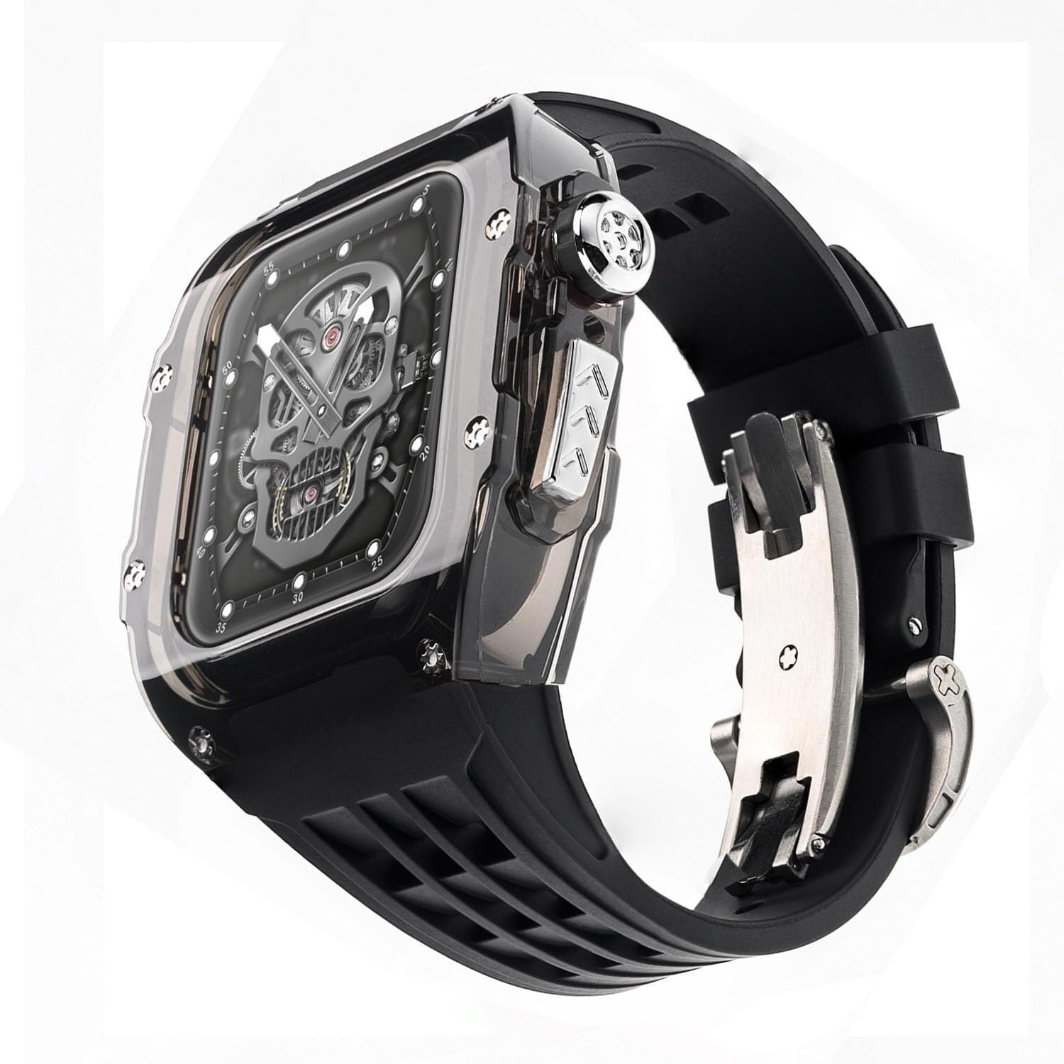 Ultra 49mm RM Glacier Transparent Watch Case+Rubber Watch Strap Mod Kit，For Apple Watch Ultra 8 7 6 5 4 SE 45mm 44mm 49mm Series Modification Kit