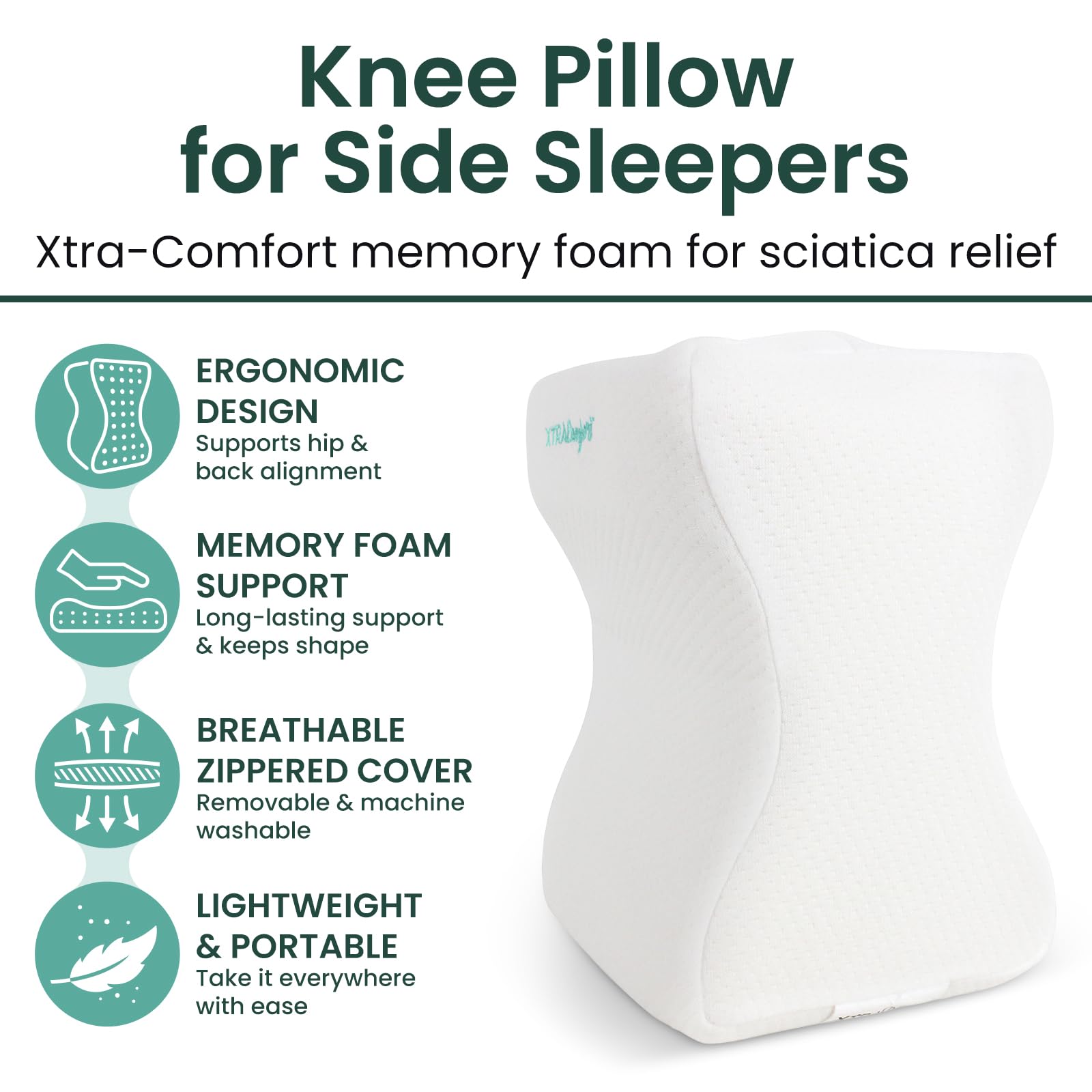 Memory Foam Kniekissen Orthepedic Ischias Rücken, Unterbein, Hüfte und Gelenkunterstützung Für Seitenschläfer Schwangerschaft Und Mutterschaft Nackenrolle Keilkissen Für Und Wirbelsäule Ausrichtung
