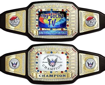Championship Title Belt for world champions and winners with your personalized custom artwork and text in four areas