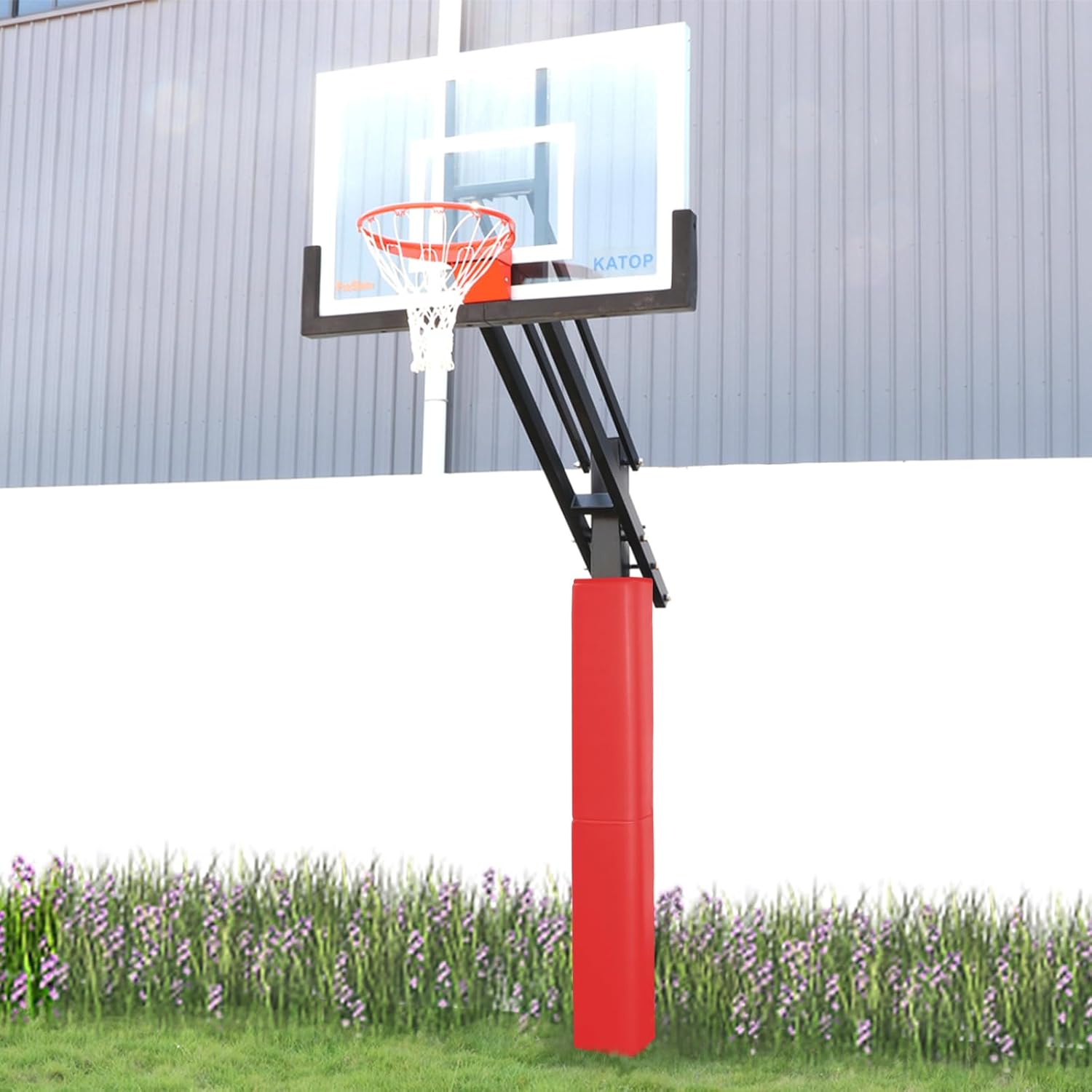 Katop Square Basketball Pole Padding Fits 4x4 Inch Pole, Durable 6 Feet Tall Basketball Pole Pad Outdoor and Indoor, UV-Resistant Waterproof Basketball Hoop Pads for Protection and Player Safety