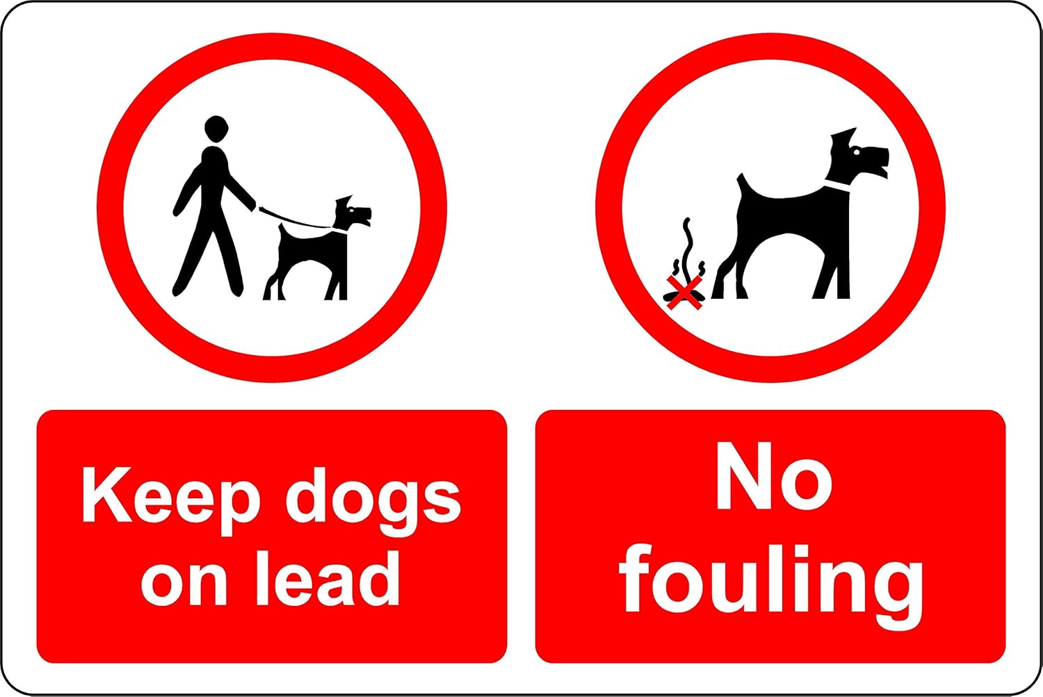 Keep dogs on leads no fouling dog waste Safety sign 1.2mm Rigid