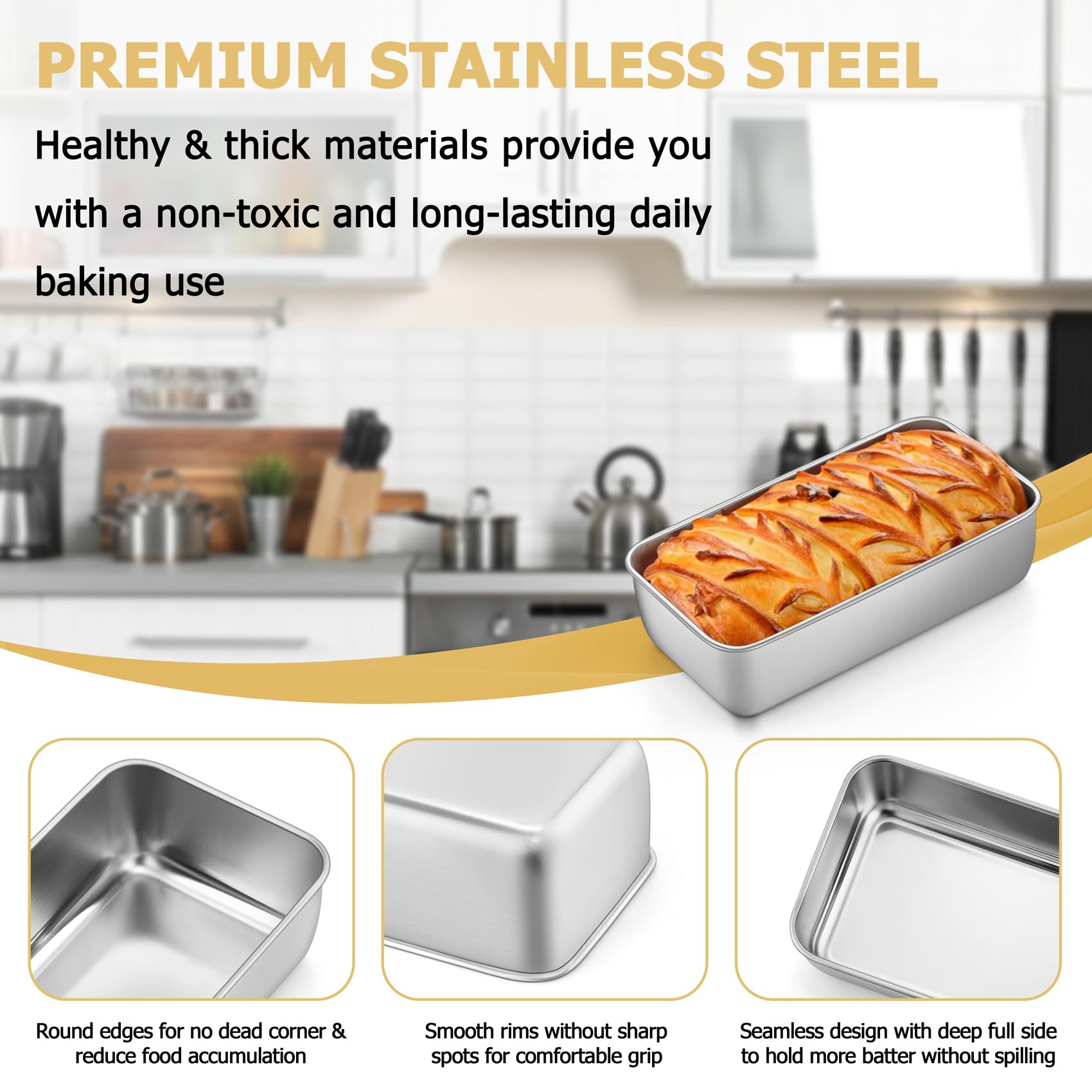 TeamFar Stainless Steel Loaf Pan - Baking Essentials -3