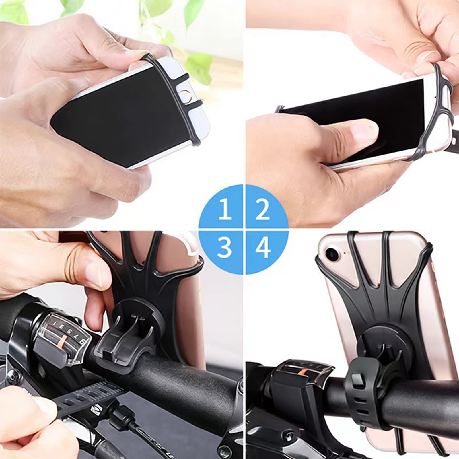 2 Pezzi Porta Cellulare Bici, Supporto Telefono per MTB, Staccabile & Universale ruotabile a 360 °, per 4.0" a 6.7" Smartphone