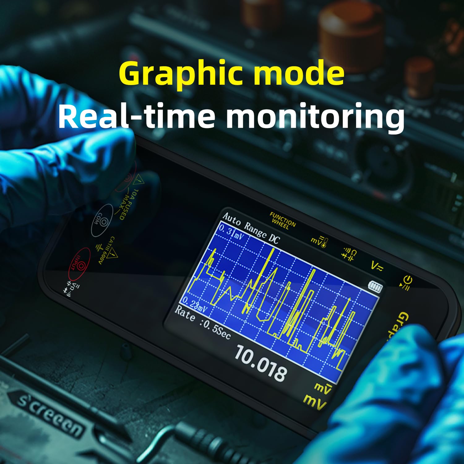 BSIDE Portable Digital Multimeter 20000 Word mV Voltmeter Rechargeable 3.2'' TFT Screen Compact Multimeter with Recording Mode Measure Resistance Capacitance Diode Max Min Ave Calculation