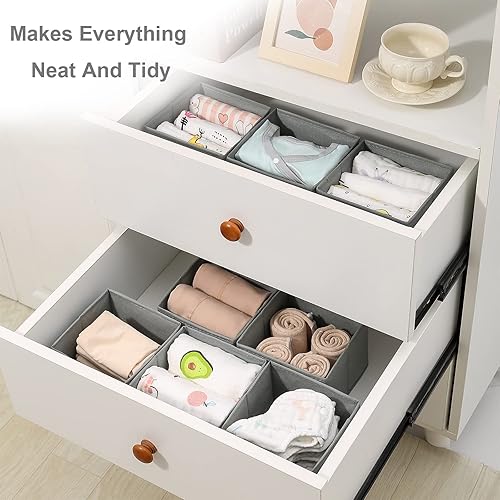 Miniatura 5 de Qozary Paquete de 8 organizadores de ropa de bebé organizadores de cajones para ropa caja de almacenamiento plegable de tela para ropa ropa interior