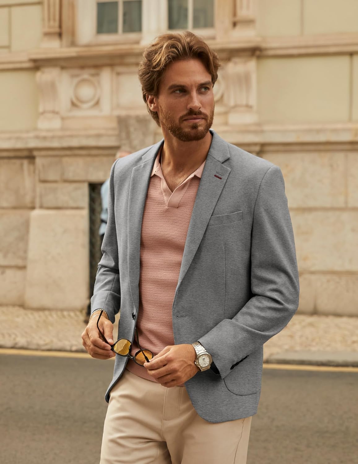 PJ PAUL JONES Mens Blazer Casual Sport Coats Lightweight One Button Suit Jacket for Summer