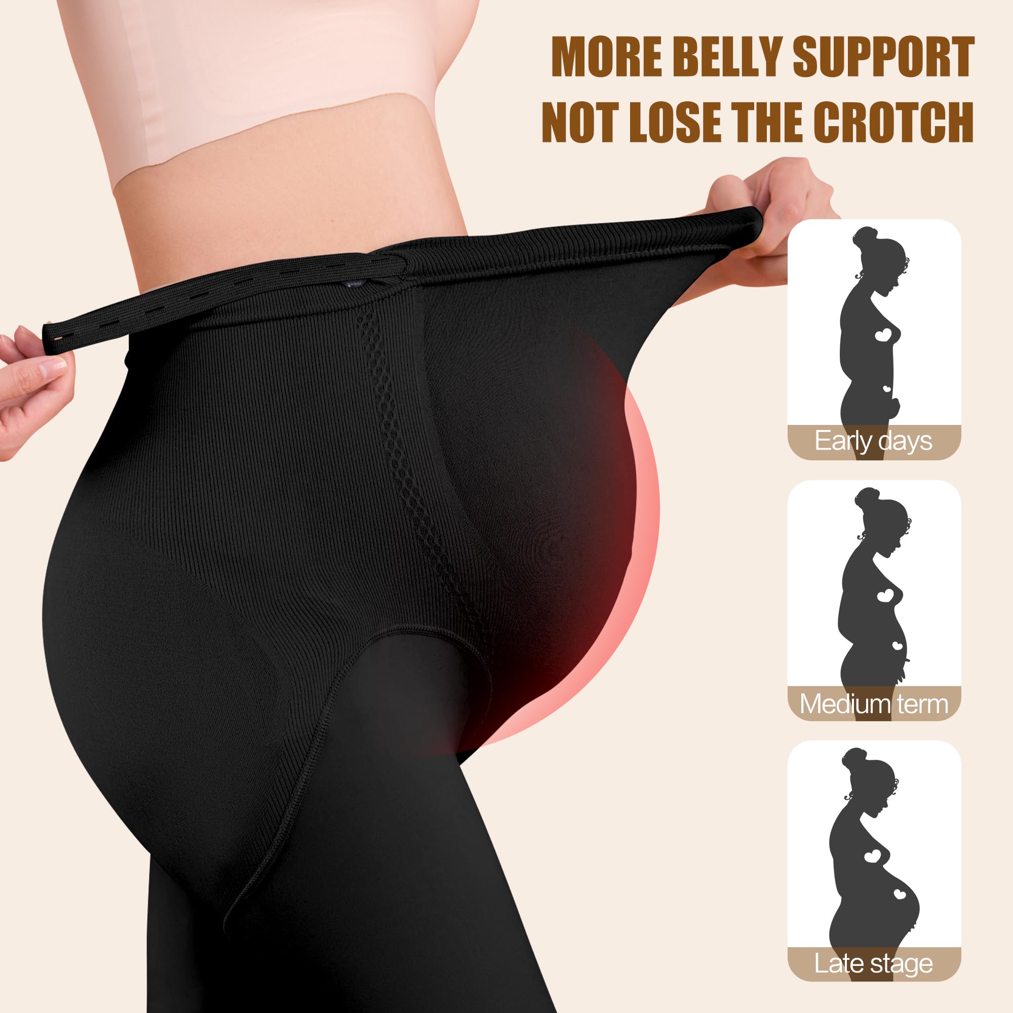 beifon Umstandsstrumpfhose 100 DEN, Blickdicht Umstands Strumpfhose Schwangerschaft Umstandsmode Umstandsleggings Schwangerschaftsstrumpfhose leggings für Schwangere(150 g, Schwarz)