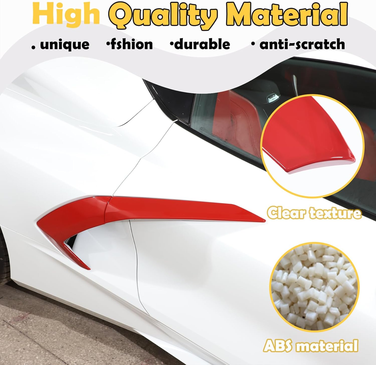 CHEAYAR Exterior Body Side Air Outlet Cover Compatible With Chevrolet Corvette C8 2020-2023, ABS Car Side Body Vent Trim Accessories, Exterior Door Handle Protector Frame Cover (Sports Red)