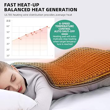 Electric Heating Pads-Six Level Temperature Adjustment Heated Throw Blanket, Control Menstrual Heating Pad, Machine Washable, Soft and Comfortable Fast Heating Pad (Partial Dark)