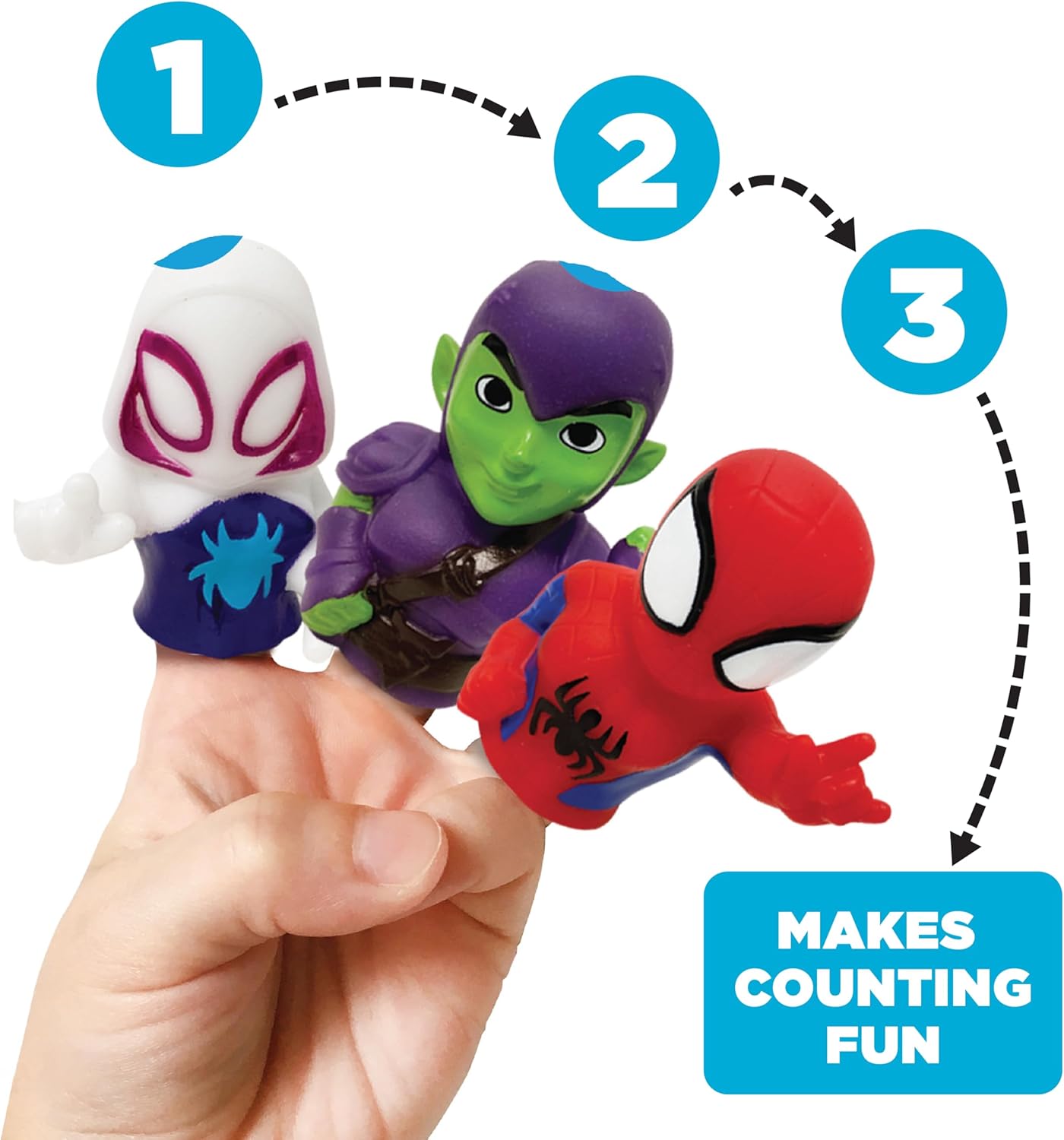 Ginsey Spidey and His Amazing Friends 5 Piece Finger Puppet Set - Bath Toys, Party Favors, 1.0 Count, 0.145 pounds