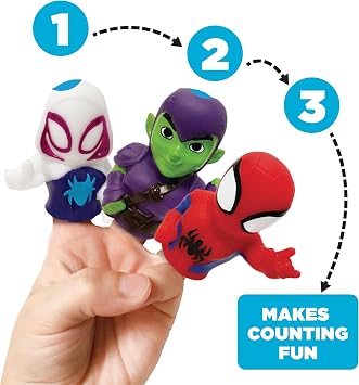 Ginsey Spidey and His Amazing Friends 5 Piece Finger Puppet Set - Bath Toys, Party Favors, 1.0 Count, 0.145 pounds