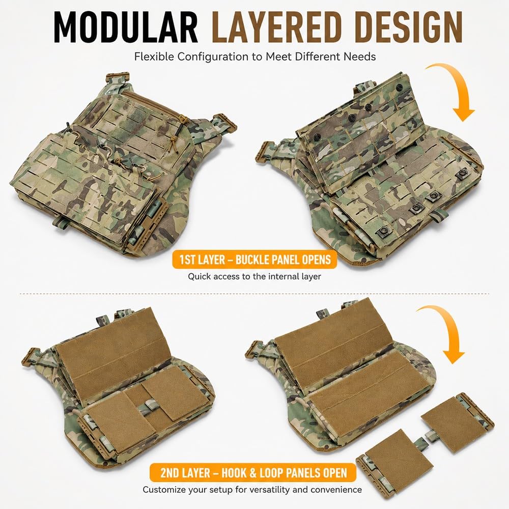 Chaleco Táctico Ligero Ajustable,Chaleco Airsoft De Poliéster 1000D con Bolsillos Modulares MOLLE para Paintball Caza Senderismo Entrenamiento Y Actividades Al Aire Libre