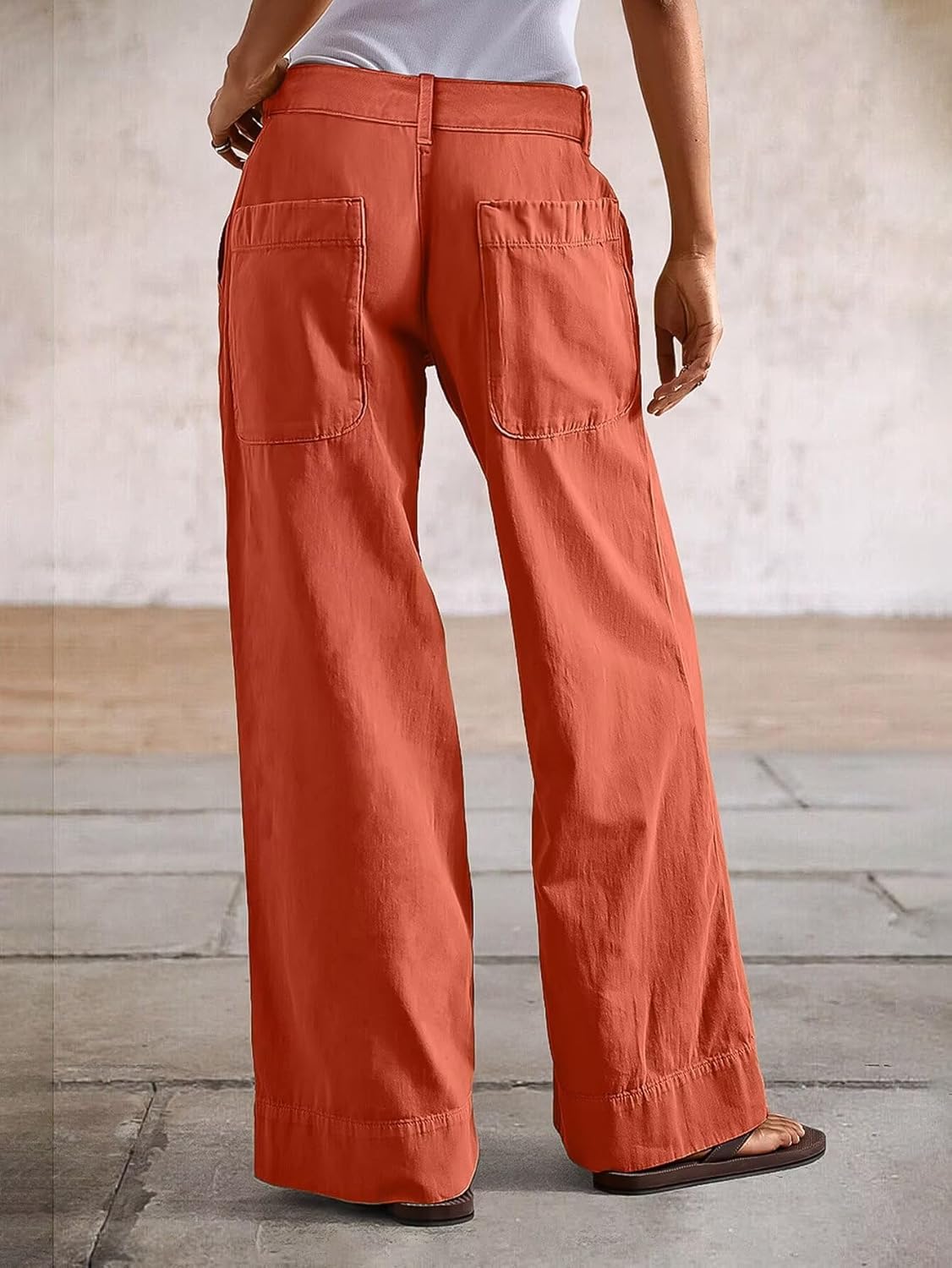 Flamingals Wide Straight Leg Mid Rise Baggy Pocket Denim Jeans Without Belt