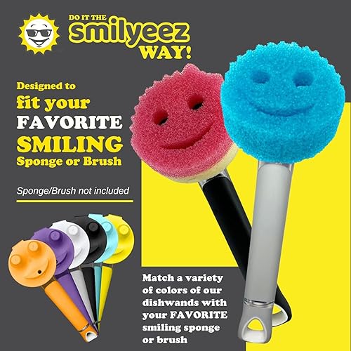 Miniatura 4 de El mango sonriente original con dispensador de jabón para Scrub Daddy (Reg. TM) esponja y esponja Moji Scrub (amarillo)