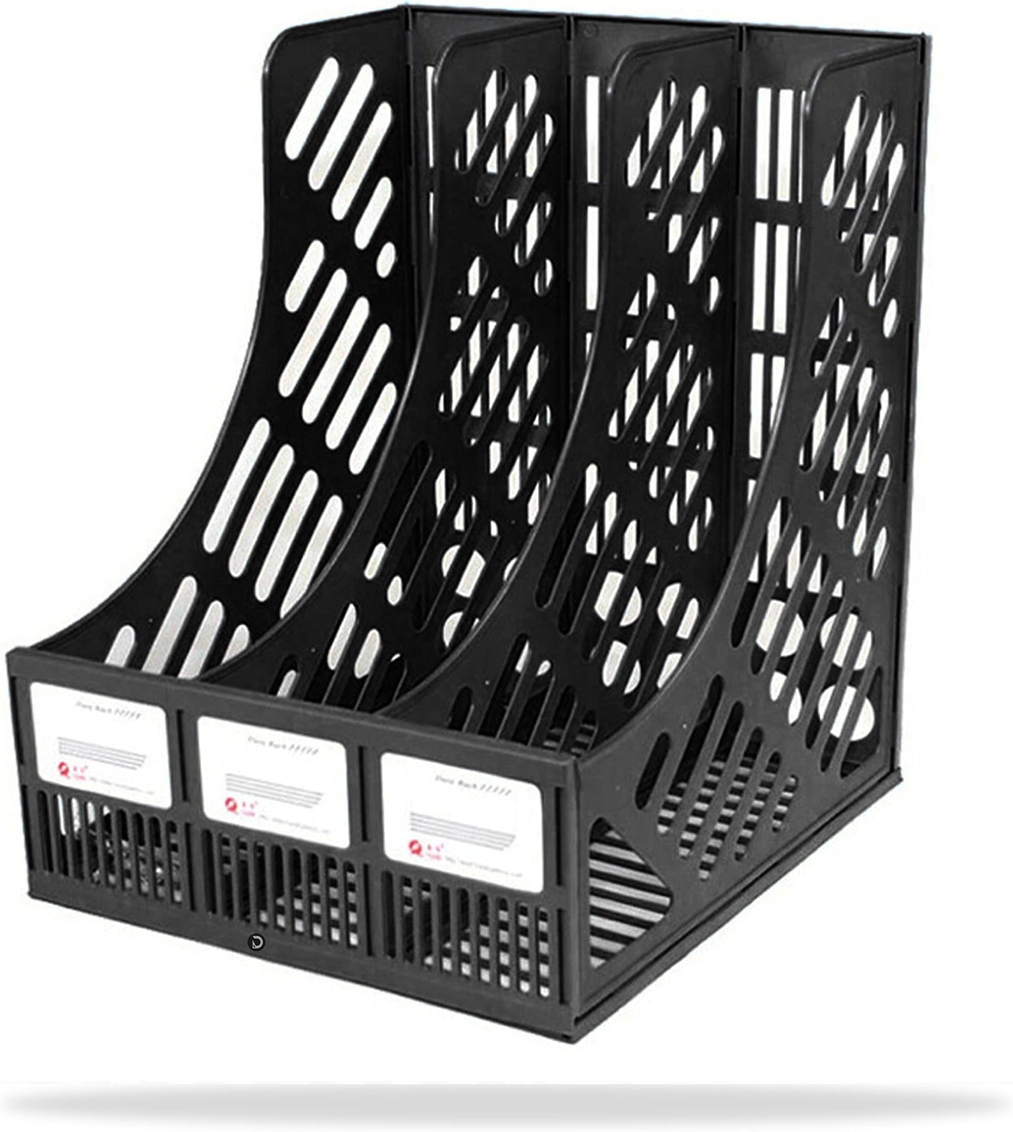 DaKos Plastic File Rack, File Rack for Office, Storage Rack Paper Magazine Holder, Rack for Office Cabinet, File Holder Rack with Three Section (Pack of 1, Black)