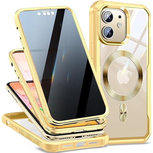 [CD Loop + Privacy Screen Protector]Magnetic Case for iPhone 11 Case,[Military Grade Drop Protection] Anti-peep Privacy Screen Double Sided 9H Glass Compatible with MagSafe Case for iPhone 11