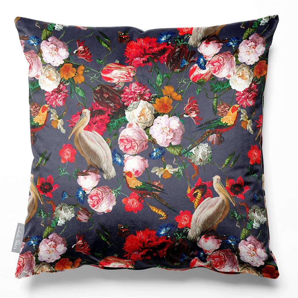 Izabela Peters Graphite Eco-Friendly Velvet Cushions With Covers Included - 45 Cm, Peruvian Paradise - Chair & Sofa Seat Cushions