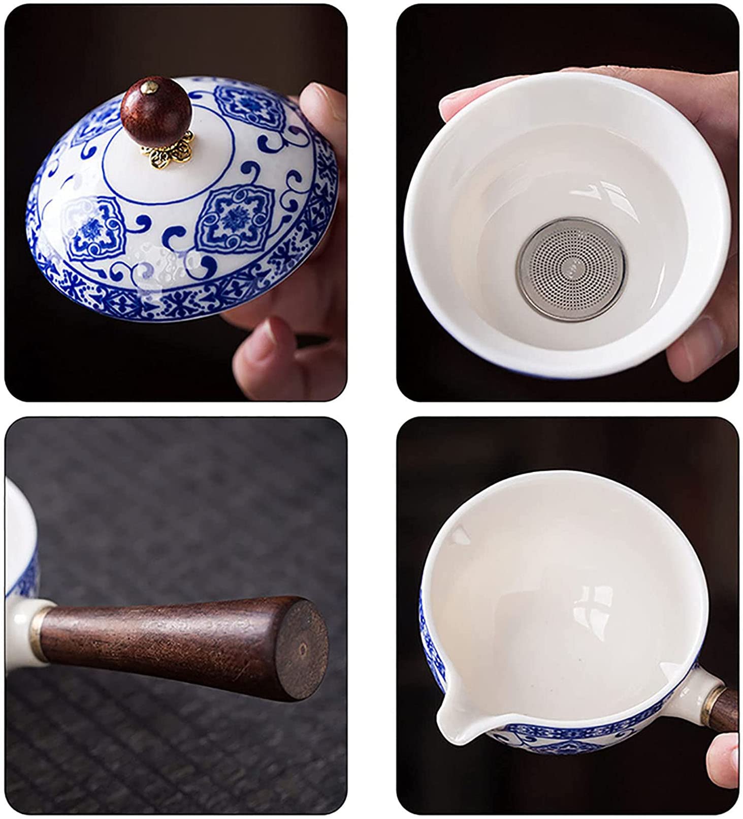Chinesische Teekanne, Keramik-Einzeltopf 360°-Teekanne, Haushaltsfilter-Teekocher, blaues und weißes Porzellan, Kung-Fu-Tee-Set, kreatives tragbares Reise-Beilage-Topf 2022 Geschenk,T