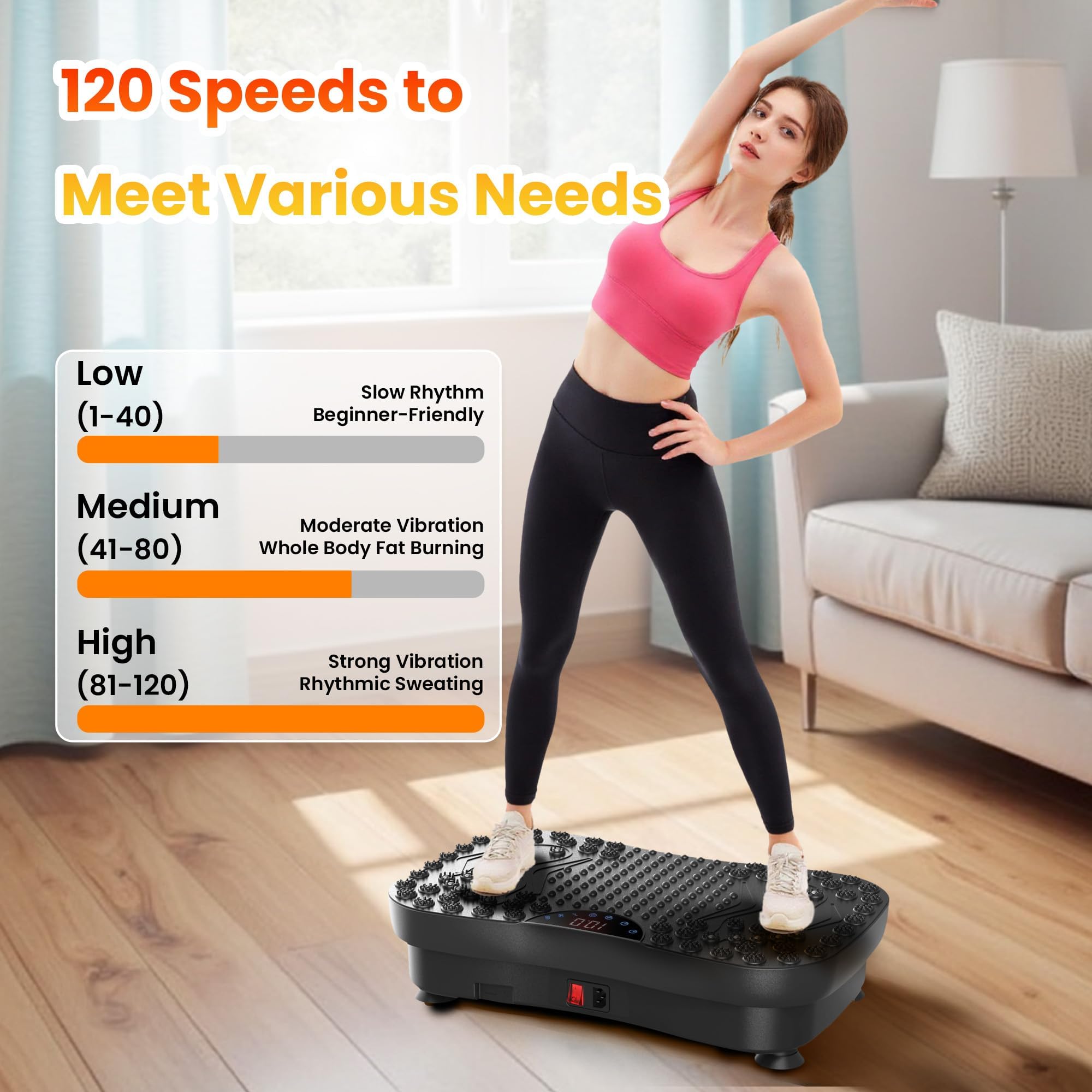 AXV Vibration Plate Fitness Platform Exercise Machine Vibrating Shaking Workout Full Body Shaker Vibrate Stand Shake Board Sport Gym Pad for Weight Loss Fat Burner for Women Men