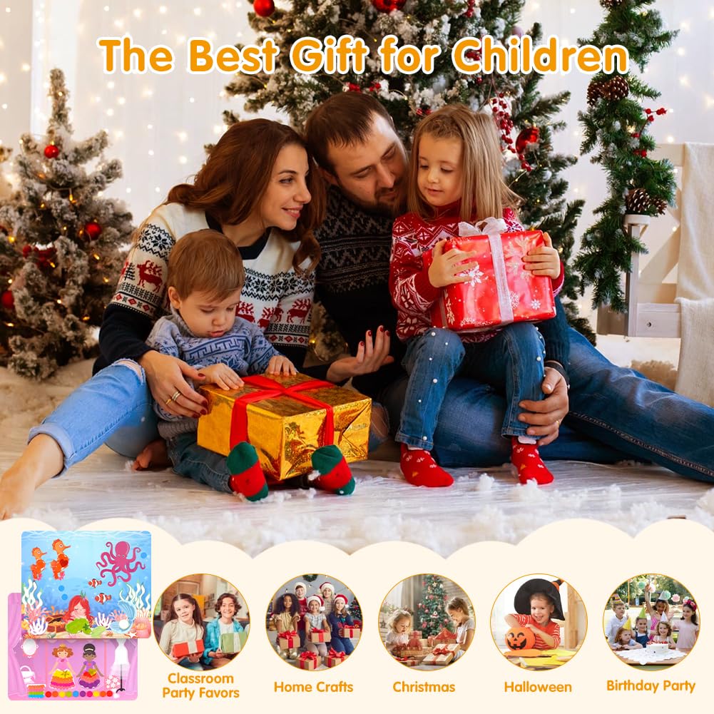 AUAUY 4PCS Sticky Mosaic Picture Kit for Creating Unicorn & Princess Dotty Sticker Art for Kids Double-Side Design Mosaic Tiles - Image 4