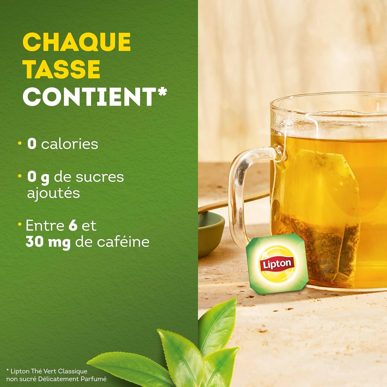 Lipton Pack Thé Vert classique Origine Asie, Thé vert menthe, Infusion à Froid ou Chaud, Ingrédients d'Origine 100% Naturelle, 500 sachets