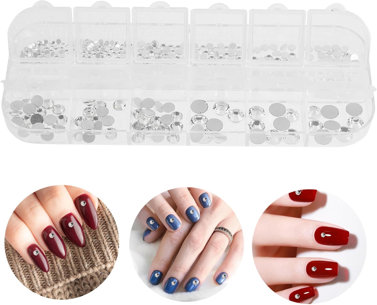 3 Sets Elegant Nail Art Decors Rhinestones Sturdy Makeup Accessories Perfect for Nail Artists