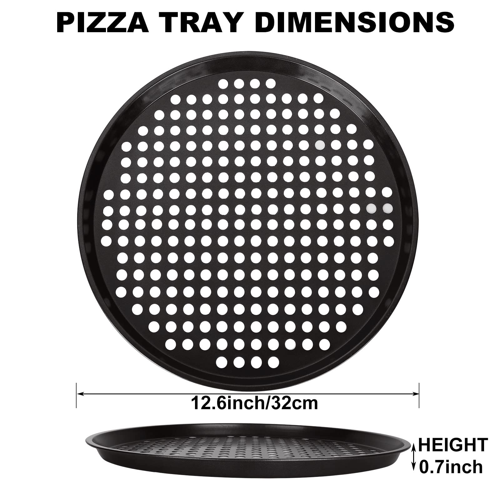 Lot de 6 plateaux à pizza ronds et perforés en acier au carbone de 30,5 cm pour cuisson et rôtissage
