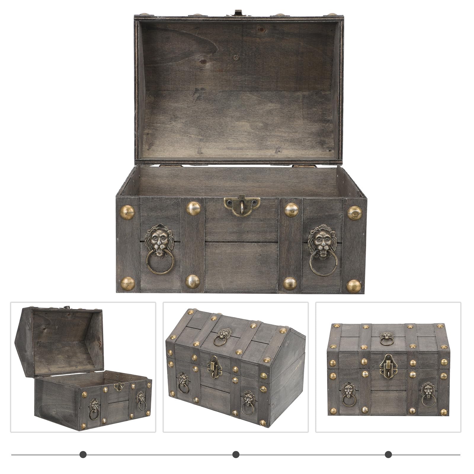 Homoyoyo Vintage Holz Schatzkiste mit Schloss Dekorative Aufbewahrungsbox für Schmuck Holzkiste Staubschutz Organizer für Ringe und Halsketten