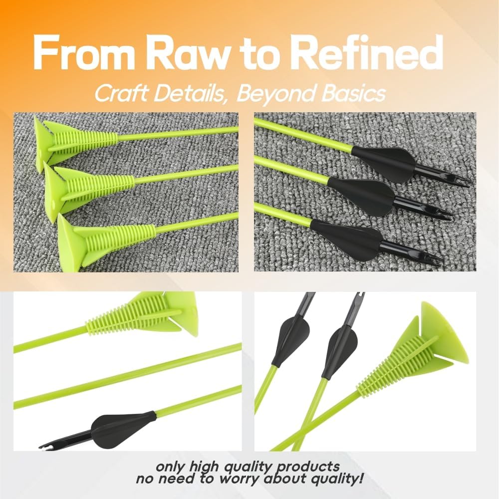12pcs 68cm Suction Cup Arrows OD5mm Shaft Strong Adhesive Force Safety Rubber Arrowhead for Beginner Archer Target Practice