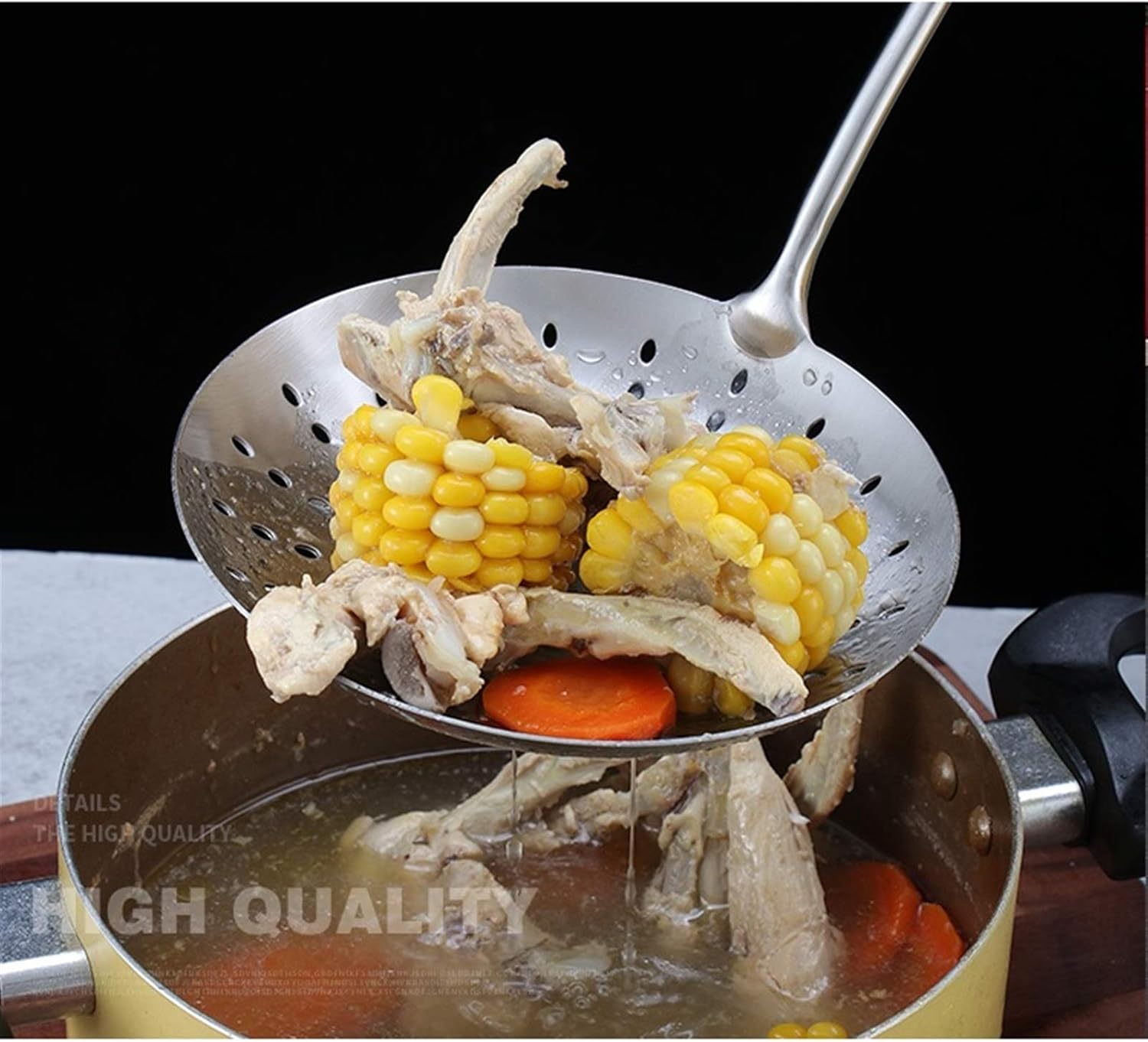 Kitchen Food Strainers Sifters Fine Filter Kitchen and Household Use Stainless Steel Spider Filter Professional Grade Handle Skimmer Spoon Perfect Frying Utensil(silver) cookingFilter pot