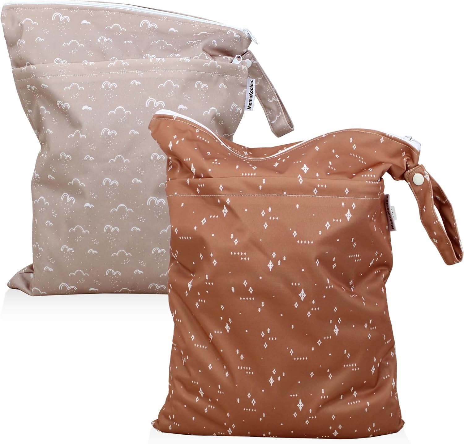 Mama Koala 3.0 Baby Cloth Diapers with 6 Inserts Bundle(Simply Neutrals), with 2 Pack Waterproof Wet Dry Bags