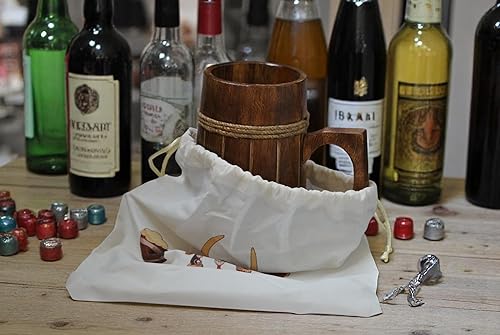 Miniatura 7 de Tazas de cerveza de madera, 100% auténticas y hechas a mano, taza de madera marrón retro hecha a mano natural de alta calidad con asa para beber té,