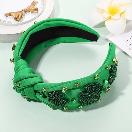 Miniatura 4 de Diadema para el día de San Patricio, accesorios para mujer, diadema verde irlandesa de trébol de la suerte con diamantes de imitación, diadema
