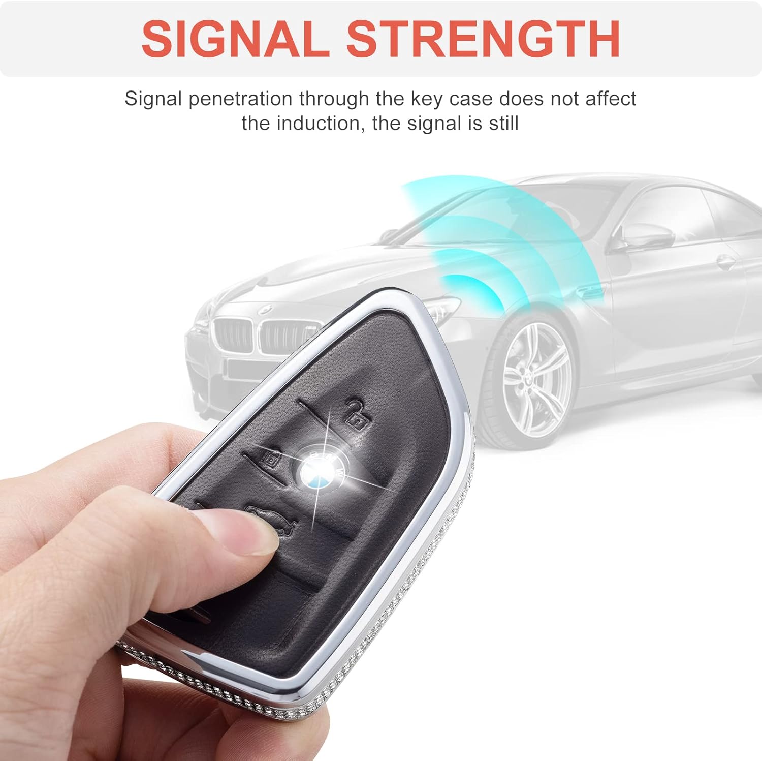 for BMW Key Fob Cover Case Keychain, Genuine Leather Shell Cover Compatible with BMW 2 5 6 7 X1 X2 X3 X5 X6 Series (version A, Black) - Image 4