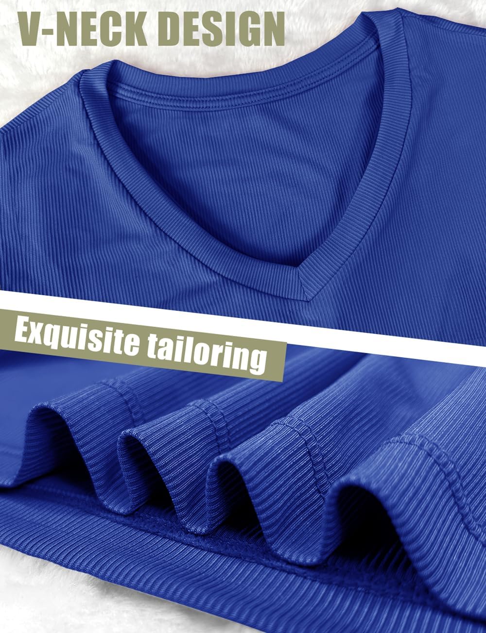 Mens Active Quick Dry V Neck T-Shirts Athletic Running Gym Workout Short Sleeve Tee Muscle Fit Stretch Ribbed Lightweight Top - Image 7