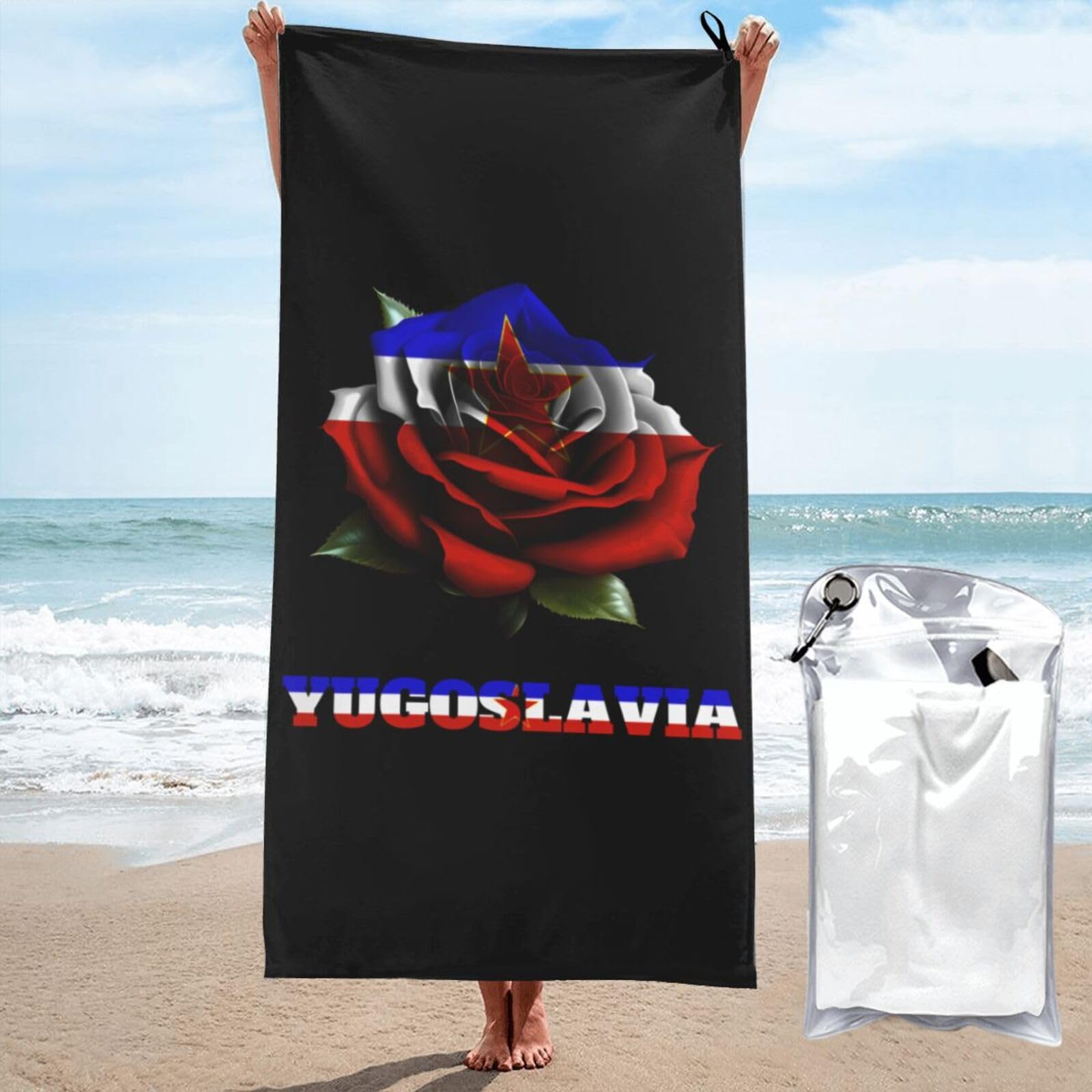 Toalla de playa de Yugoslavia en tamaño 70x140 cm ideal para natación y sauna