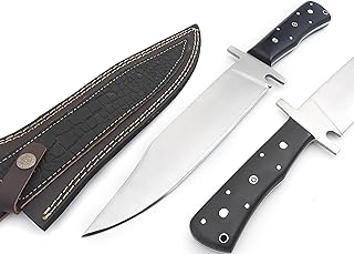 Nooraki - 15" Handmade Full Tang Hunting Knife with Leather Sheath, Multipurpose Bowie Knife with Micarta Handle for Everyday Carry, Outdoor Camping and Hunting - Nooraki