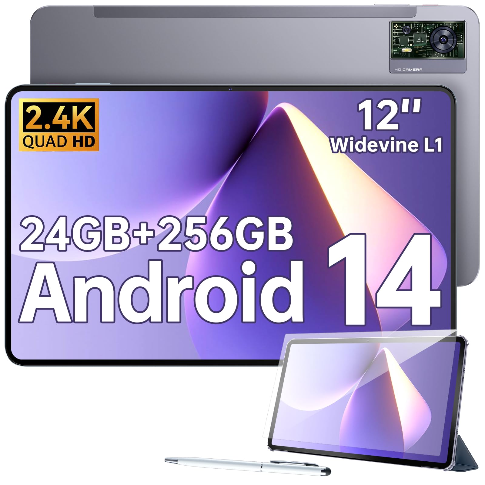 OUKITEL OT5S 12 Inch Tablet Android 14, 24GB RAM + 256GB ROM