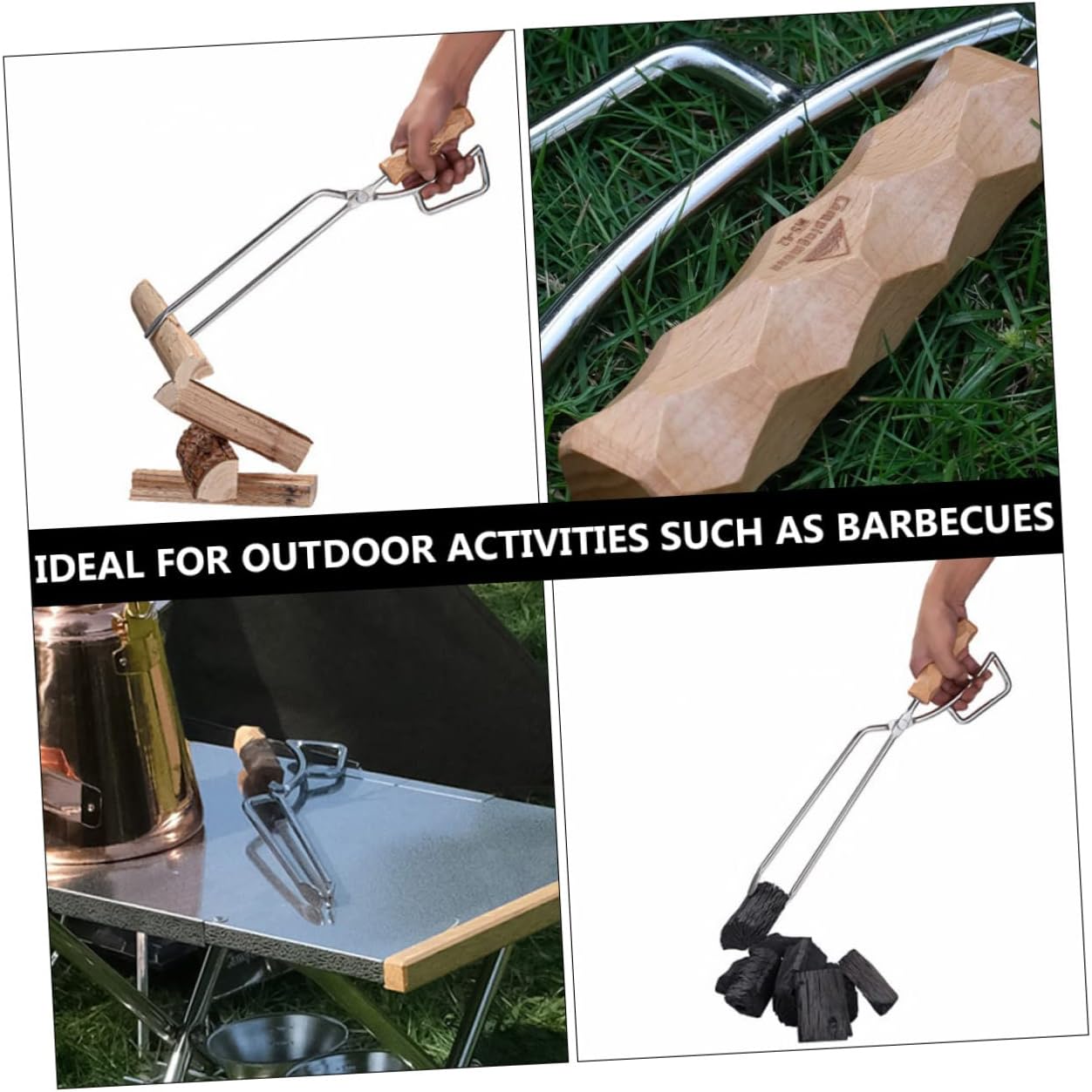 BESPORTBLE Stainless Steel Charcoal Tongs Firewood Clip for Bbq Grilling and Campfire Cooking Lightweight Design for Easy Handling for Outdoor Use