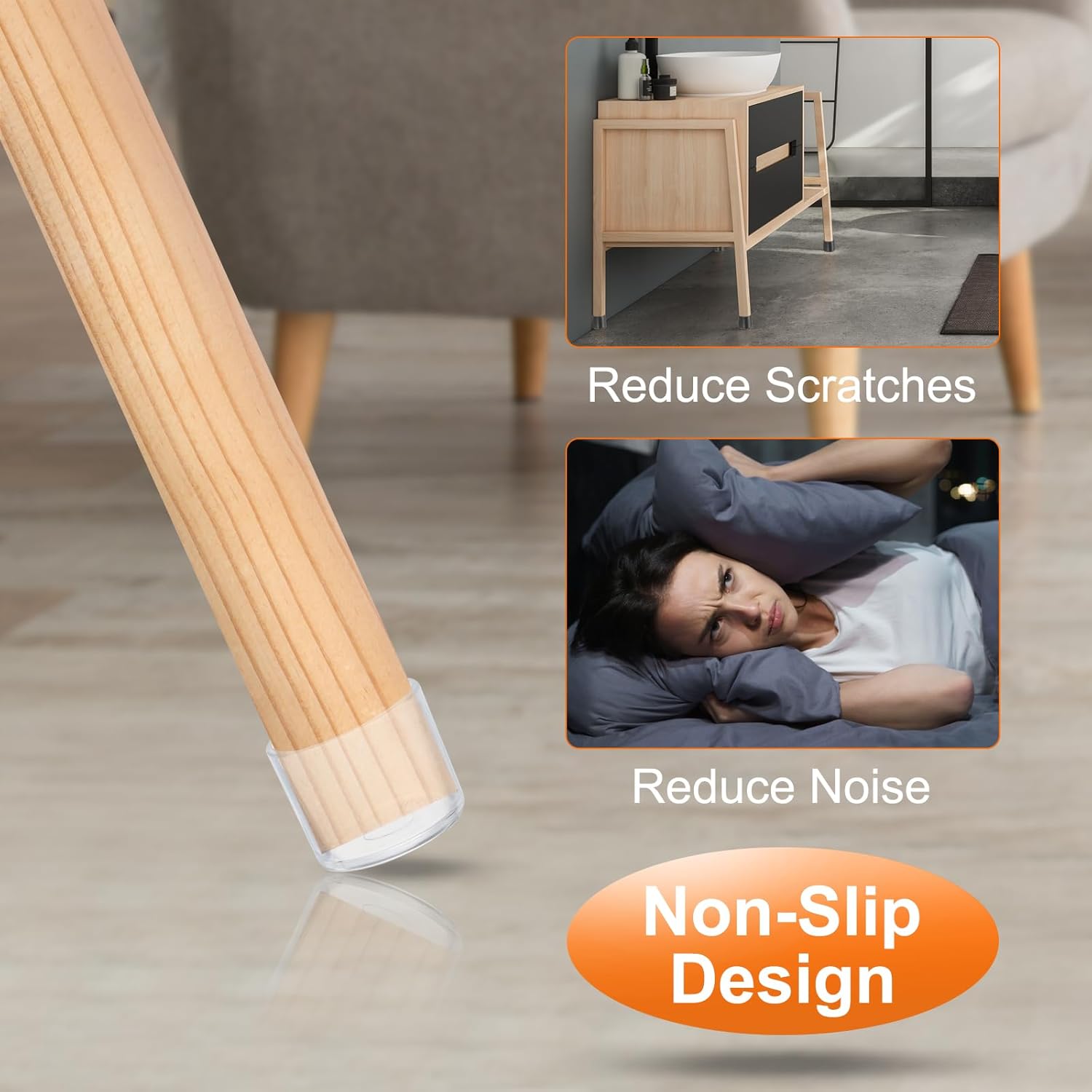 uxcell 32 Pcs Silicone Chair Leg Floor Protectors 14 Mm/0.55" Round Non-Slip Chair Leg Caps Covers, Furniture Leg Protectors for Hardwood Floors Reduce Noise and Scratches, Clear