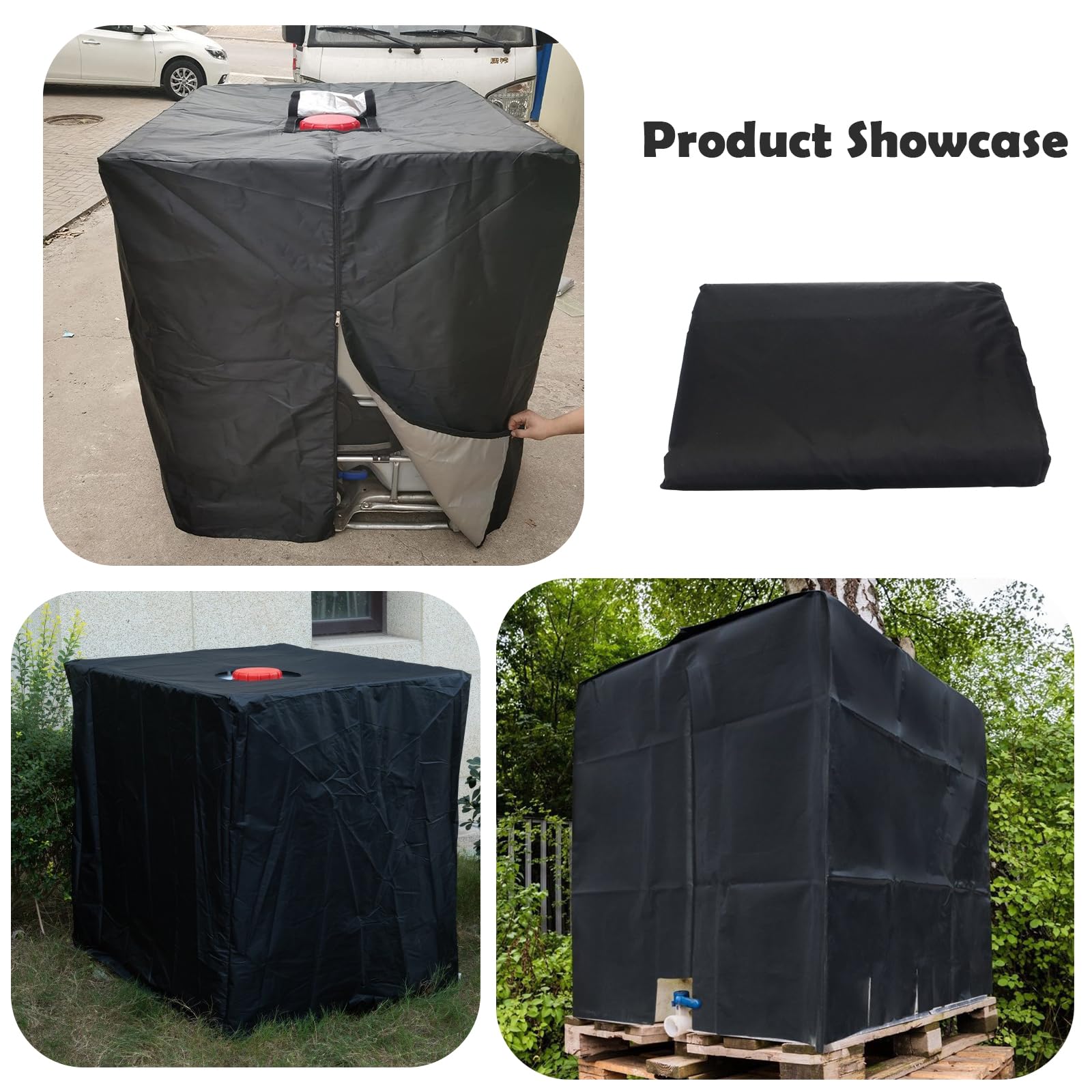 IBC Cubierta para Depósito de Agua 1000 litros, 210D Funda Depósito Agua, Cremallera Reforzada 120×100×116cm, Antipolvo Anti UV, Lona Cubierta Protectora (Green)