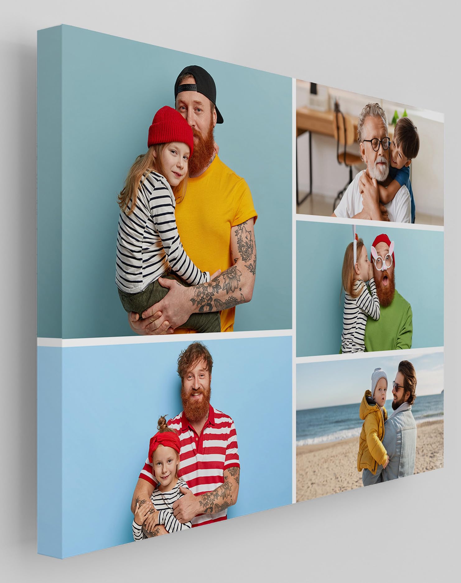 Star Online Personalised Canvas Photo Prints Custom Gallery Framed Family & Pet - Birthday Gifts For Men & Home Décor For Living Room (5 Multiphoto Collage)