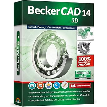 BeckerCAD 14 3D - Professionelle 2D und 3D Konstruktion Architektur Maschinenbau Elektrotechnik Schiffsbau usw. 3D CAD Programm kompatibel mit Windows 11 10 8.1 7