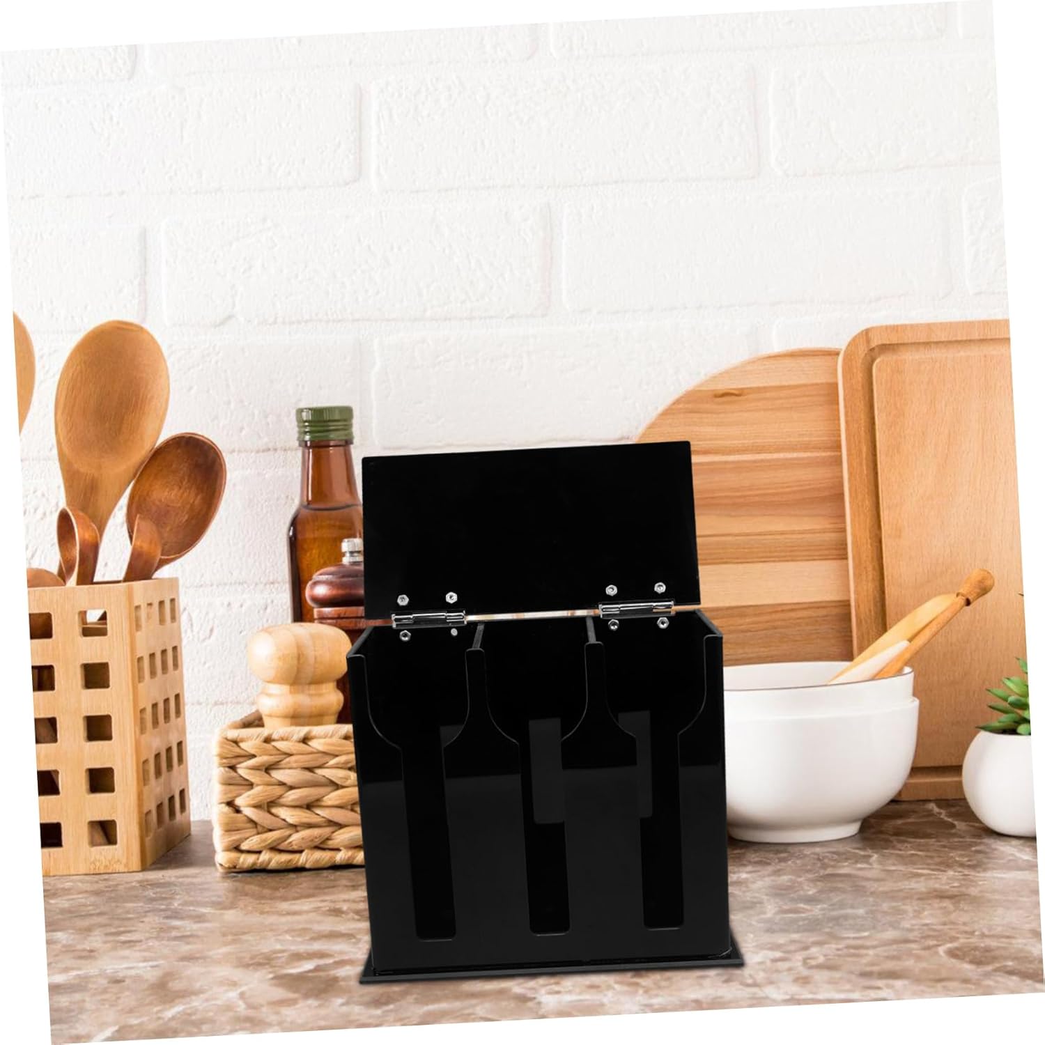 Garneck 3pcs Silverware Holder Acrylic Spoon Fork Dispenser Kitchen Utensil Box Sections Easier Storage Delicate Design