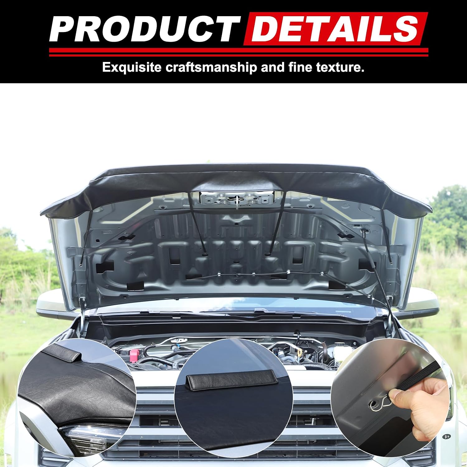 Daeiclru Hood Bra Cover Protector Car Hood Cover Compatible with Toyota Tacoma 2024 2025+, Black Front Cover Mask, Bonnet Bra 4th Gen Tacoma Accessories